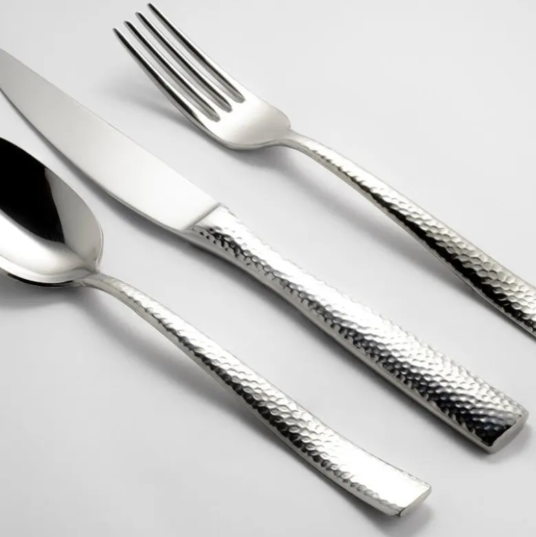 Abert Rinascimento Cucchiaio Tavola Martellato In Acciaio Inox - Set 12 Pz