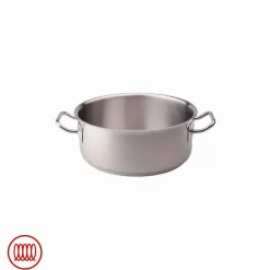 Agnelli Acciaio Inox Casseruola Bassa Induzione Con Due Maniglie