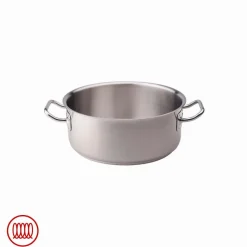 Agnelli Acciaio Inox Casseruola Bassa Induzione Con Due Maniglie