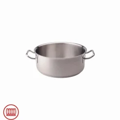 Agnelli Acciaio Inox Casseruola Bassa Induzione Con Due Maniglie