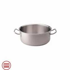 Agnelli Acciaio Inox Casseruola Bassa Induzione Con Due Maniglie