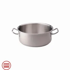 Agnelli Acciaio Inox Casseruola Bassa Induzione Con Due Maniglie