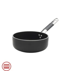 Agnelli AlBlack Casseruola Bassa Induzione In Alluminio Antiaderente 5mm Con Manico Cool Inox