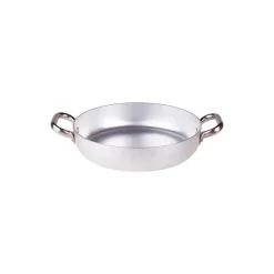 Agnelli Alluminio 3mm Professionale Tegame Basso Con 2 Maniglie Inox