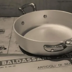Agnelli Alluminio 3mm Professionale Padella Alta Svasata Con Manico Tubolare Inox