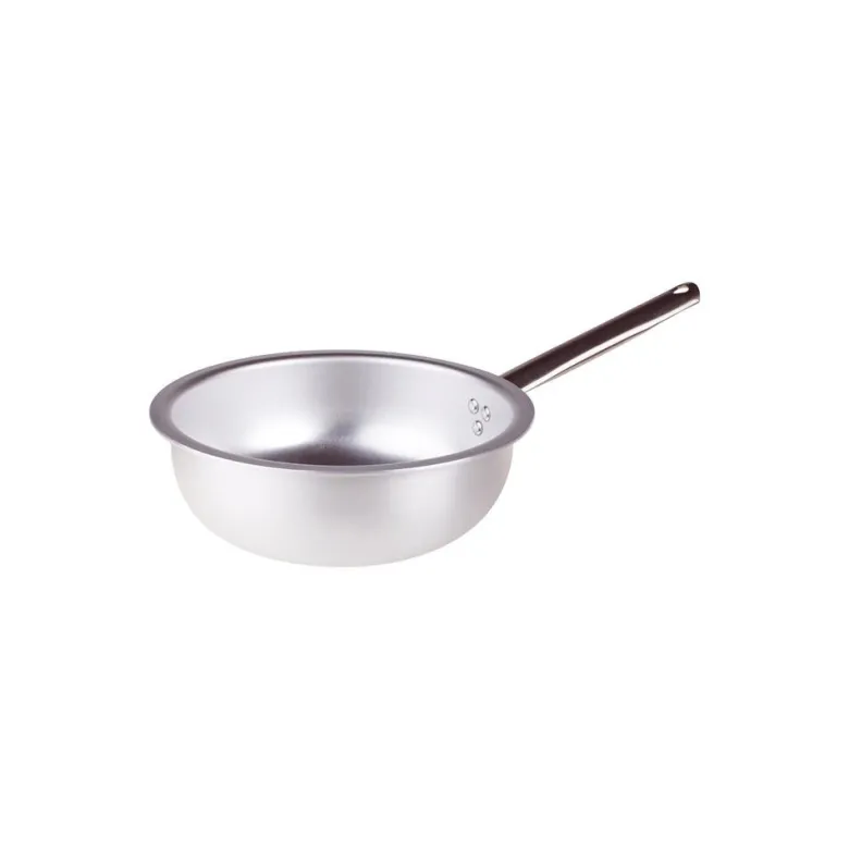 Agnelli Alluminio 3mm Professionale Padella Alta Da Mantecatura Con Manico Tubolare Inox