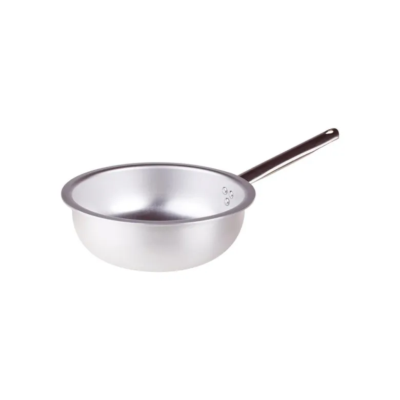 Agnelli Alluminio 3mm Professionale Padella Alta Da Mantecatura Con Manico Tubolare Inox