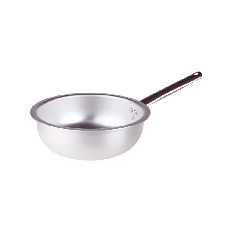 Agnelli Alluminio 3mm Professionale Padella Alta Da Mantecatura Con Manico Tubolare Inox