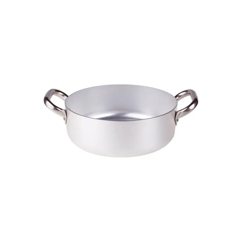 Agnelli Alluminio 3mm Professionale Casseruola Bassa Con 2 Maniglie Inox