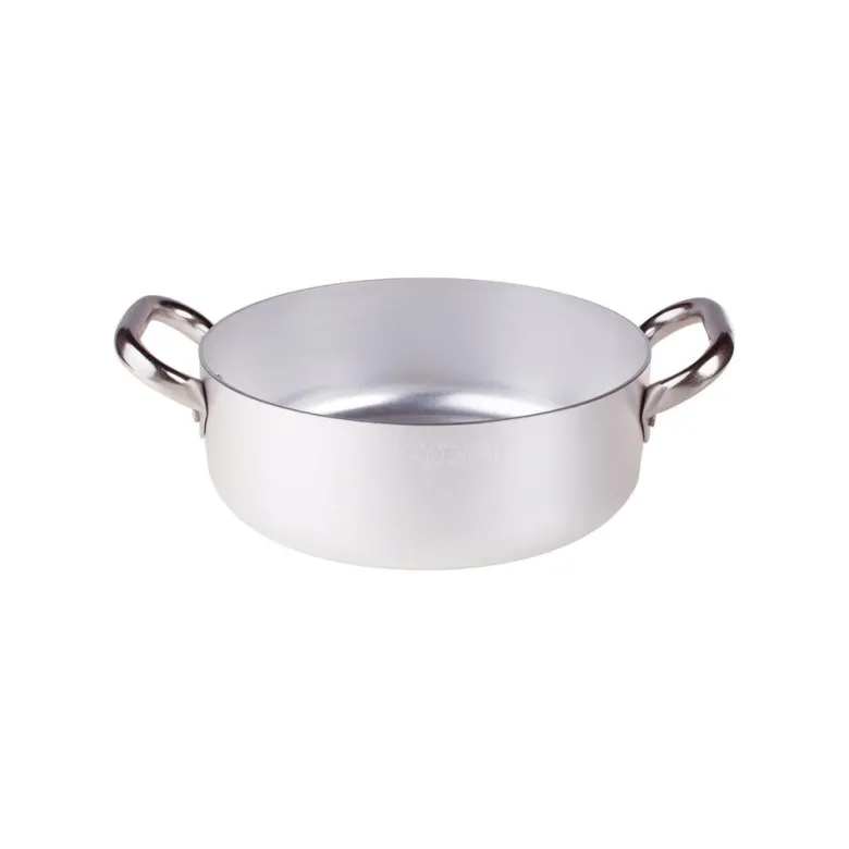Agnelli Alluminio 3mm Professionale Casseruola Bassa Con 2 Maniglie Inox