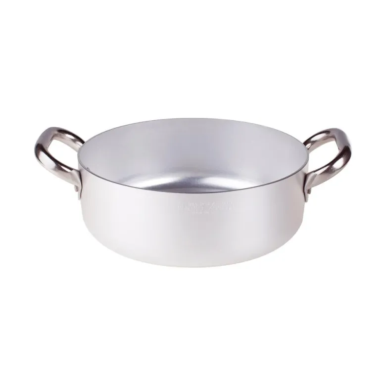 Agnelli Alluminio 3mm Professionale Casseruola Bassa Con 2 Maniglie Inox