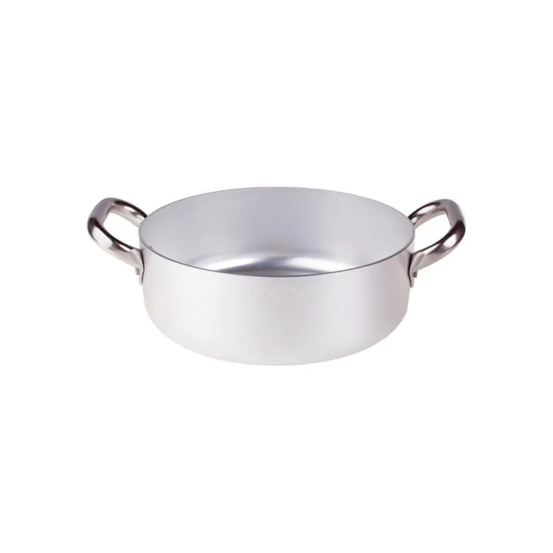 Agnelli Alluminio 3mm Professionale Casseruola Bassa Con 2 Maniglie Inox
