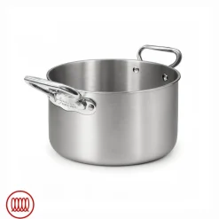 Agnelli Alu-Inox 3-ply Casseruola Alta Induzione Con Due Maniglie In AluInox