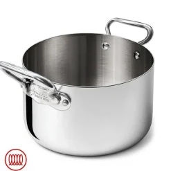 Agnelli Alu-Inox 3-ply Casseruola Alta Induzione Con Due Maniglie In AluInox