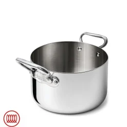 Agnelli Alu-Inox 3-ply Casseruola Alta Induzione Con Due Maniglie In AluInox
