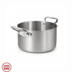 Agnelli Alu-Inox 3-ply Casseruola Alta Induzione Con Due Maniglie In AluInox