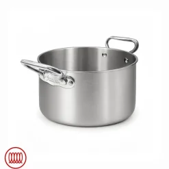 Agnelli Alu-Inox 3-ply Casseruola Alta Induzione Con Due Maniglie In AluInox