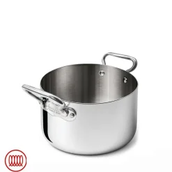 Agnelli Alu-Inox 3-ply Casseruola Alta Induzione Con Due Maniglie In AluInox