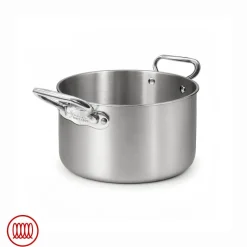 Agnelli Alu-Inox 3-ply Casseruola Alta Induzione Con Due Maniglie In AluInox