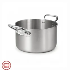 Agnelli Alu-Inox 3-ply Casseruola Alta Induzione Con Due Maniglie In AluInox