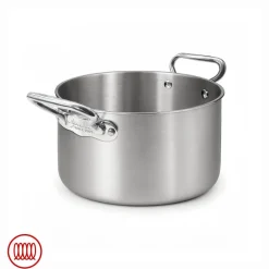 Agnelli Alu-Inox 3-ply Casseruola Alta Induzione Con Due Maniglie In AluInox