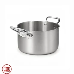Agnelli Alu-Inox 3-ply Casseruola Alta Induzione Con Due Maniglie In AluInox