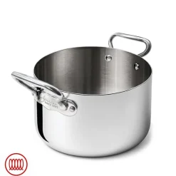Agnelli Alu-Inox 3-ply Casseruola Alta Induzione Con Due Maniglie In AluInox