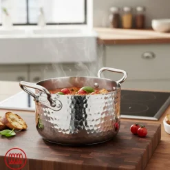 Agnelli Alu-Inox 3-ply Casseruola Alta Induzione Con Due Maniglie In AluInox