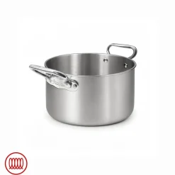 Agnelli Alu-Inox 3-ply Casseruola Alta Induzione Con Due Maniglie In AluInox