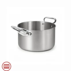 Agnelli Alu-Inox 3-ply Casseruola Alta Induzione Con Due Maniglie In AluInox