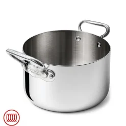 Agnelli Alu-Inox 3-ply Casseruola Alta Induzione Con Due Maniglie In AluInox