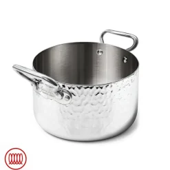 Agnelli Alu-Inox 3-ply Casseruola Alta Induzione Con Due Maniglie In AluInox