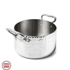 Agnelli Alu-Inox 3-ply Casseruola Alta Induzione Con Due Maniglie In AluInox