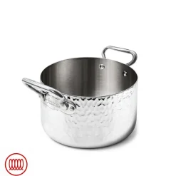 Agnelli Alu-Inox 3-ply Casseruola Alta Induzione Con Due Maniglie In AluInox