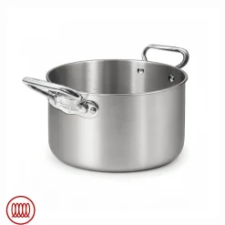 Agnelli Alu-Inox 3-ply Casseruola Alta Induzione Con Due Maniglie In AluInox