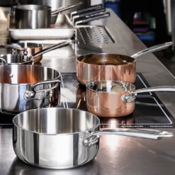 Agnelli Alu-Inox 3-ply Casseruola Alta Induzione Con Manico Tubolare In AluInox