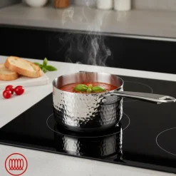 Agnelli Alu-Inox 3-ply Casseruola Alta Induzione Con Manico Tubolare In AluInox