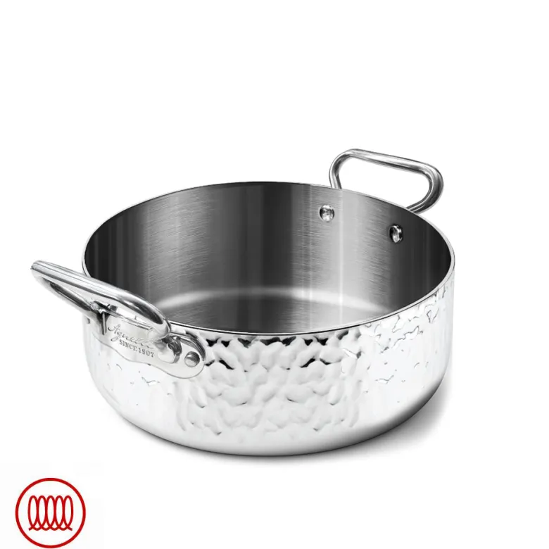 Agnelli Alu-Inox 3-ply Casseruola Bassa Induzione Con Due Maniglie In AluInox
