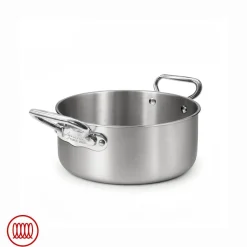 Agnelli Alu-Inox 3-ply Casseruola Bassa Induzione Con Due Maniglie In AluInox