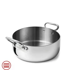 Agnelli Alu-Inox 3-ply Casseruola Bassa Induzione Con Due Maniglie In AluInox
