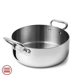 Agnelli Alu-Inox 3-ply Casseruola Bassa Induzione Con Due Maniglie In AluInox