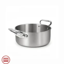 Agnelli Alu-Inox 3-ply Casseruola Bassa Induzione Con Due Maniglie In AluInox