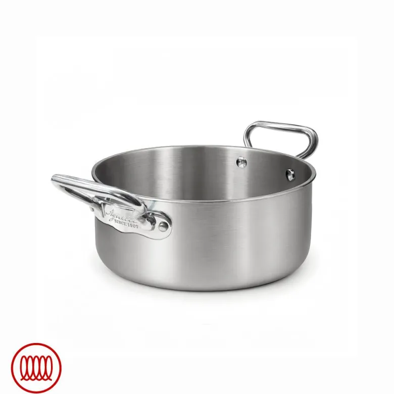 Agnelli Alu-Inox 3-ply Casseruola Bassa Induzione Con Due Maniglie In AluInox