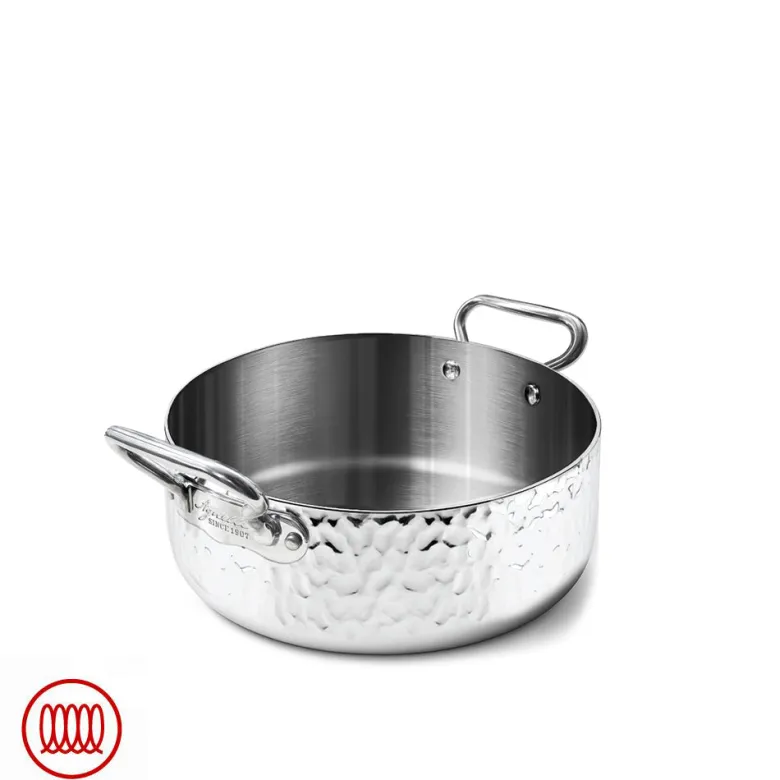 Agnelli Alu-Inox 3-ply Casseruola Bassa Induzione Con Due Maniglie In AluInox