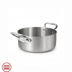 Agnelli Alu-Inox 3-ply Casseruola Bassa Induzione Con Due Maniglie In AluInox