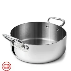 Agnelli Alu-Inox 3-ply Casseruola Bassa Induzione Con Due Maniglie In AluInox