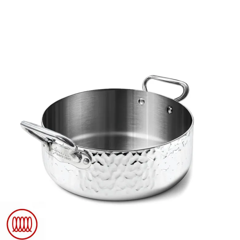 Agnelli Alu-Inox 3-ply Casseruola Bassa Induzione Con Due Maniglie In AluInox