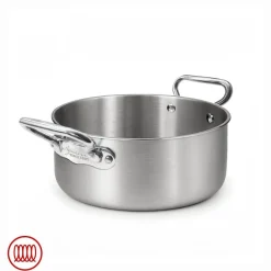 Agnelli Alu-Inox 3-ply Casseruola Bassa Induzione Con Due Maniglie In AluInox