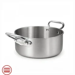 Agnelli Alu-Inox 3-ply Casseruola Bassa Induzione Con Due Maniglie In AluInox