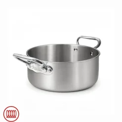 Agnelli Alu-Inox 3-ply Casseruola Bassa Induzione Con Due Maniglie In AluInox